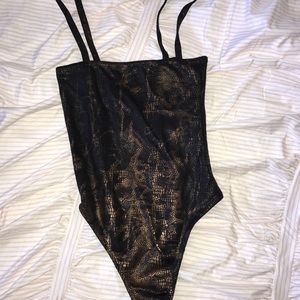 Boohoo Snakeskin Thong Bodysuit